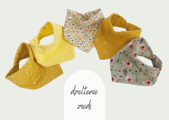 Muslīna laces - 5 gb, dzeltenie ziedi